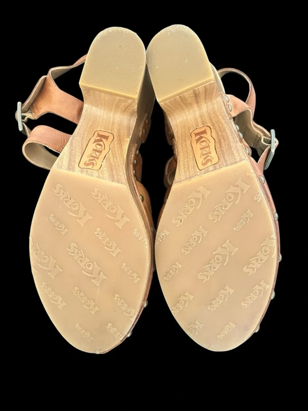 KORKS 'Abloom' Women's  Platform Slingback Leather Riveted Clog: Size 9.5